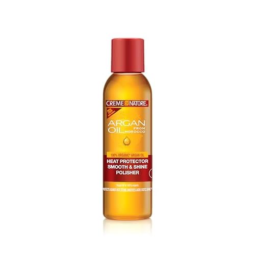 Creme of Nature Heat Protector Smooth & Shine Polisher, Seals Shine, Smooths Hair, Protects Up to 450¡ÆF, Infused with Argan Oil, 4 fl oz