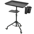 Salon Tray Cart on Wheels, Aluminum Tattoo Tray with Storage Platform, Adjustable Height Service Rolling Tray, Storage Tray Accessory for Salon Spa Dental Use, Rolling Tray Cart