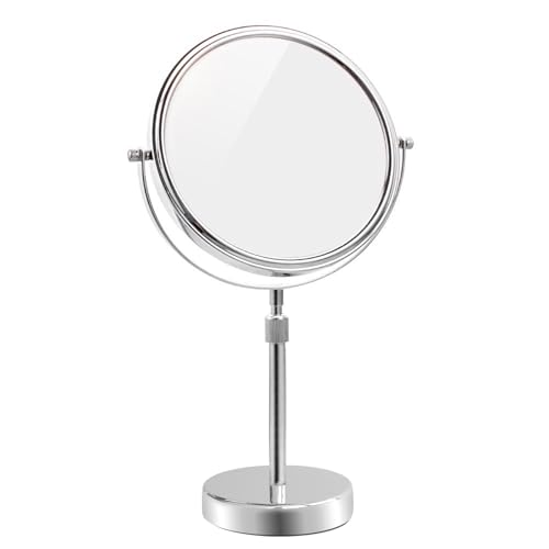 Nicesail Adjustable 7X Magnified Tabletop Makeup Mirror - Chrome Finish, 15x9 Inches