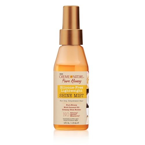 Creme of Nature Pure Honey Silicone-Free Lightweight Shine Mist for Dry, Dehydrated Hair, 4 Fl Oz (Pack of 3)