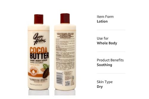 Queen Helene Cocoa Butter Hand & Body Lotion 16 oz Pack of 4 - Moisturizing Skin Care