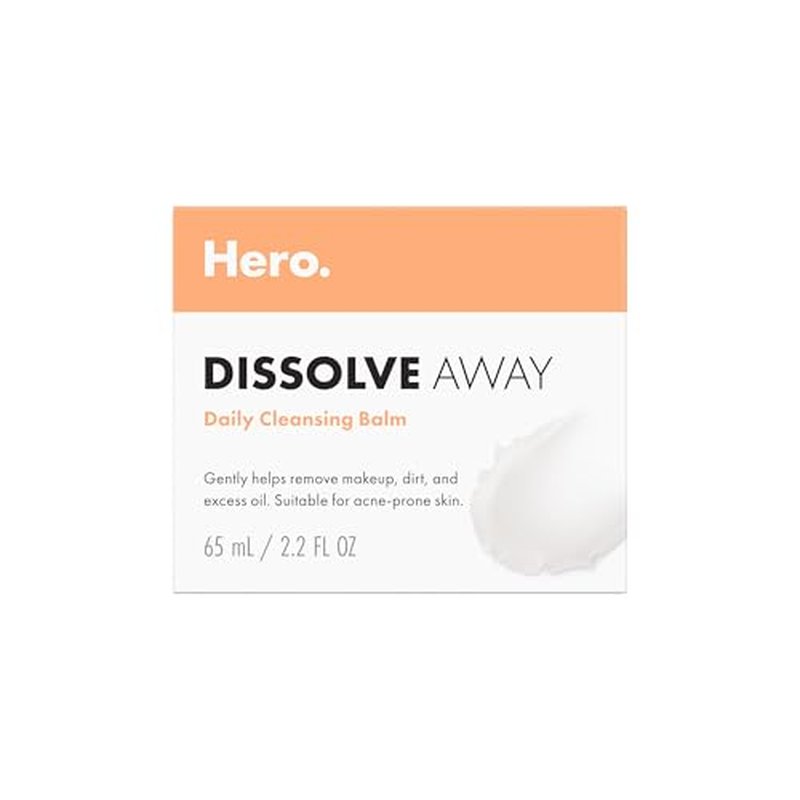 HERO COSMETICS Dissolve Away Daily Cleansing Balm, Helps Remove Makeup and Grime, Won¡¯t Clog Pores, Suitable for Sensitive and Acne-Prone Skin (2.2 fl oz)