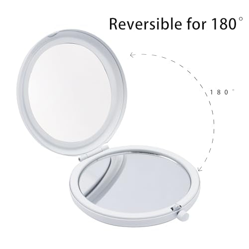 Compact Mirror, Pocket Travel Makeup Mirror for Purse, Metal Round Shell, 2-Sided 1X/2X Magnifying, Portable, Folding, Handheld, White,18 Pack