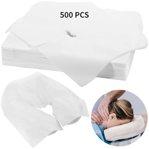 DIMEGON 500Pcs Disposable Face Cradle Covers - Single-Use Massage Bed Headrest Covers