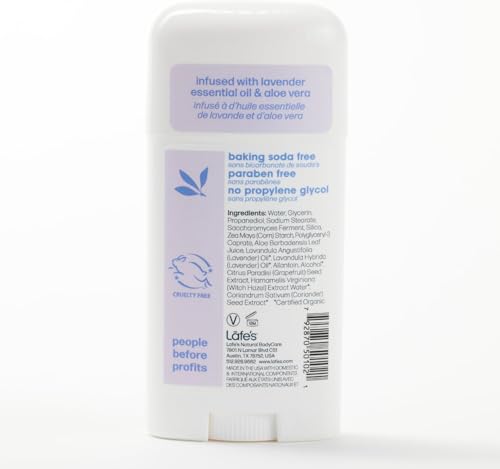 Lafe's Natural Deodorant Stick 3-Pack Lavender & Aloe Aluminum & Baking Soda Free