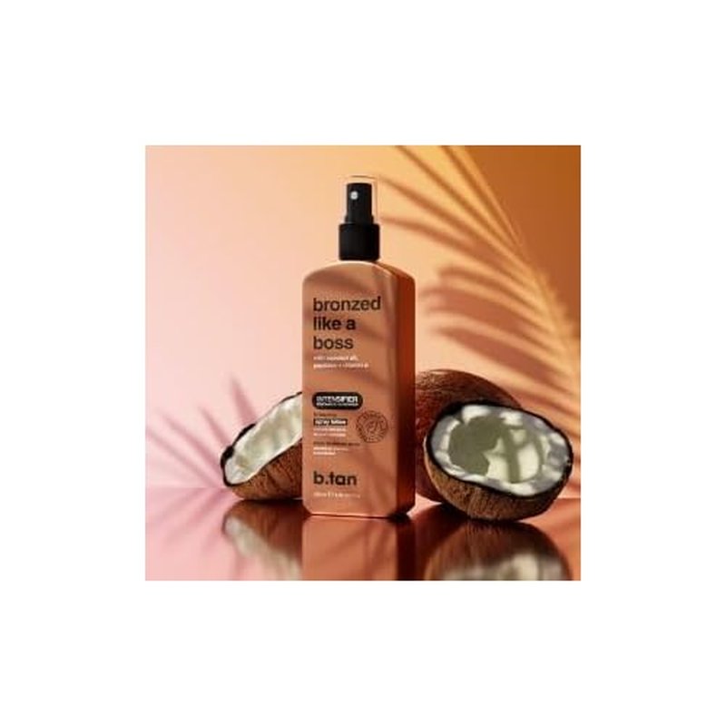 b.tan Sun Tanning Lotion Spray | Bronzed Like a Boss - Brown Outdoor Bronzing Accelerator, Best Tan Intensifier, No SPF, Packed with Coconut Oil, Peptides, & Vitamin E, Austrailian Brand, 8.45 Fl Oz