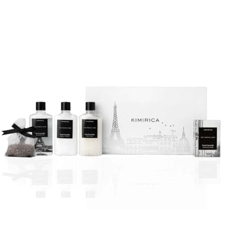 Kimirica The french Note Luxuriously Crafted Gift Set For Women and Men Pampering Kit for Birthday's & All Special Occasions Majestic fragrance of French Lavender 5 Piece Gift Set 100% Vegan