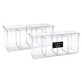 Isaac Jacobs 2-Pack 4-Compartment Clear Acrylic Organizers with Lid (9¡± L x 3¡± W x 4¡± H), Makeup Brush Holder, Sectional Tray, Storage Solution for Makeup, Crafts, Office Supplies & More (2, Clear)