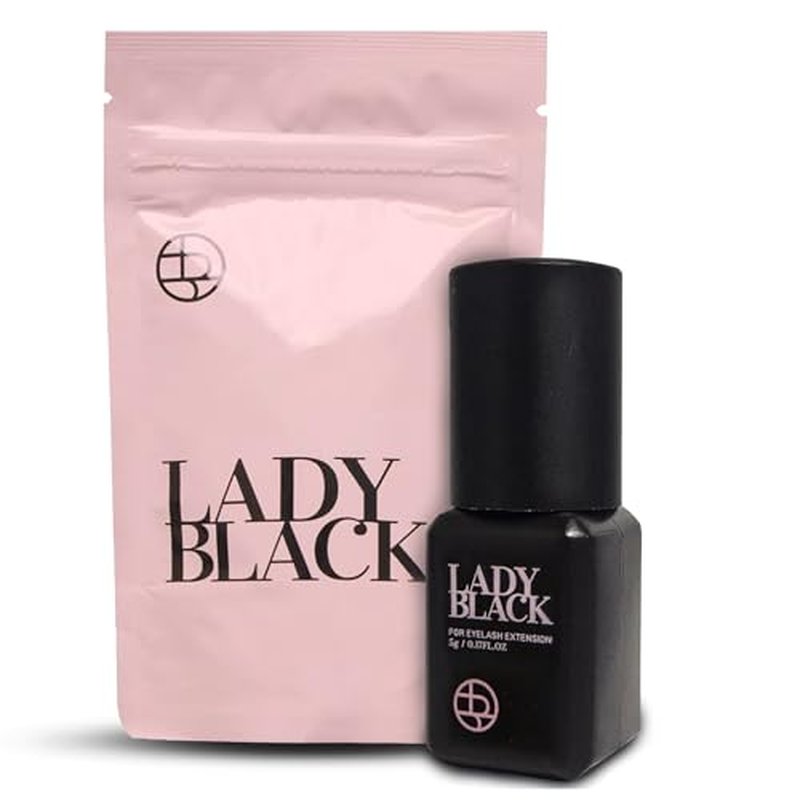 Lady Black Glue for Eyelash Extension 5ml, 3-4s Drying Time, 5-6 Weeks Retention, Black Strong Adhesive, Waterproof Lash Bond, Latex Free, Professional Use Only.