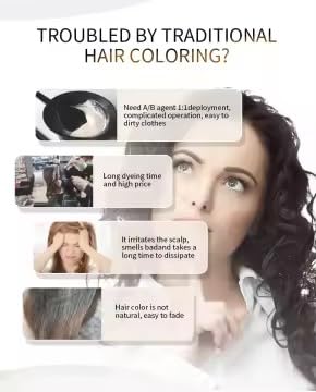 TOPHUBLOVE Black Hair Dye Shampoo, 3-in-1 Natural Formula, 500ml