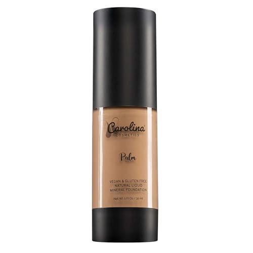 Carolina Cosmetics - Plant-Based Foundation in Palm Shade - Hydrating, Pore-Minimizing & Buildable Coverage - Vegan, Non-GMO, Gluten-Free, Paraben-Free- Sun Protection - 1Fl Oz
