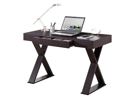 Techni Mobili 47-Inch Modern Writing Desk with Drawer - Espresso Home Office Table