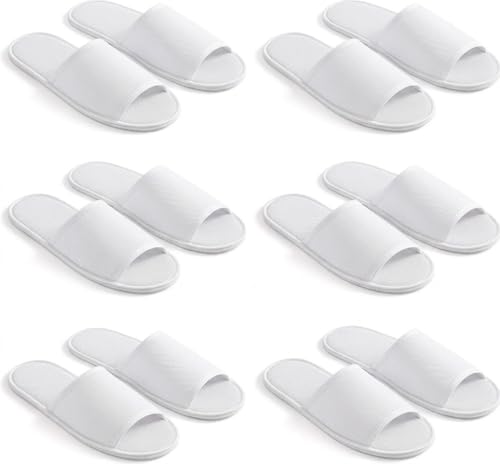 8.5-10 Women & 7-9 Men Linen Open Toe Spa Slippers Bulk Hotel Reusable Indoor Bathroom Travel