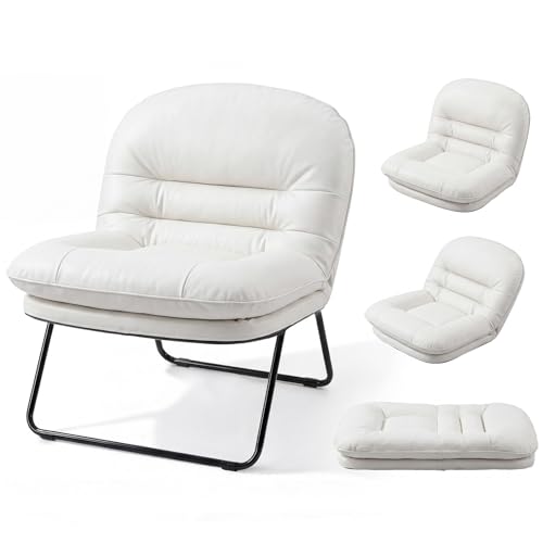 DUMOS Comfy Saucer Floor Chair – Small Foldable PU Leather Lounge