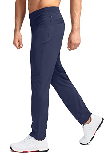 Men's Golf Pants - Stretch Sweatpants with Zipper Pockets, Medium Navy
