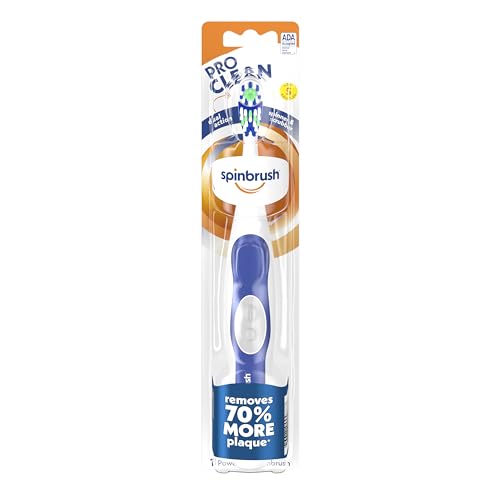 Arm & Hammer Spinbrush PRO CLEAN Battery Powered Toothbrush - Old Version, Soft Bristles, 1 Count, Gold or Blue