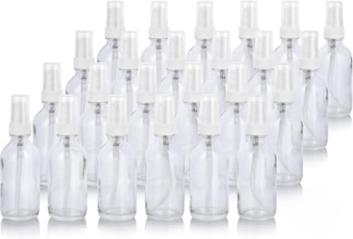 24 Pack 2 oz Glass Boston Round Bottles with Pump Dispenser
