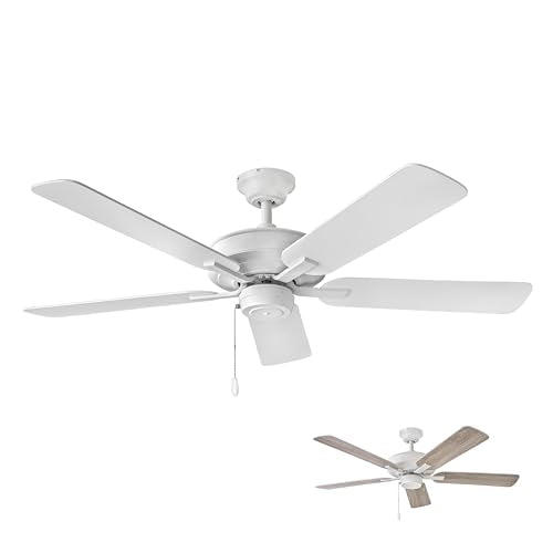 Hinkley Metro 52-Inch Indoor Dual Mount Ceiling Fan - Chalk White, 3-Speed, Reversible Blades