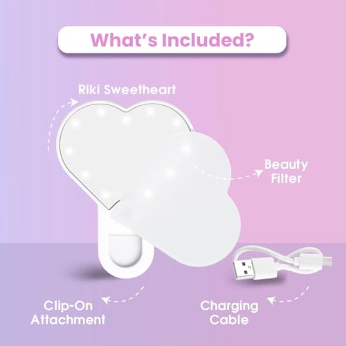 Riki Sweetheart Clip-On LED Makeup & Selfie Mirror - Hot Pink