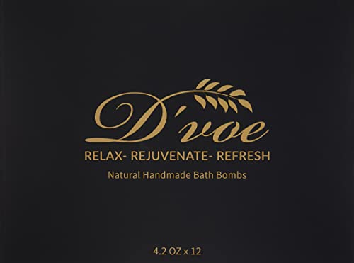 D'Voe Natural Bath Bomb Gift Set - XXL 3.5oz 12 Pcs with Organic Oils & Shea