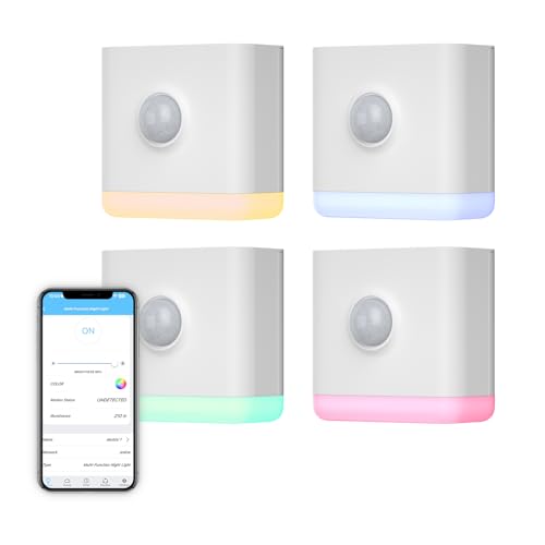 THIRDREALITY 4 Pack Smart Night Lights with Motion & Light Sensors, RGB Color & Dimmable, Zigbee Hub Required
