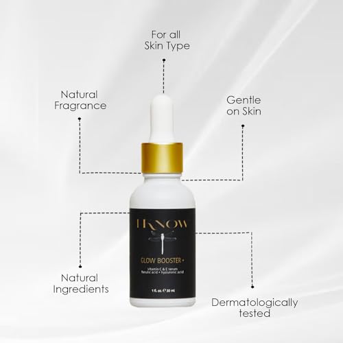 IKNOW Glow Booster Vitamin C & E Serum with Hyaluronic Acid for Face, Anti-Aging & Hydrating Skin Care, 1 oz