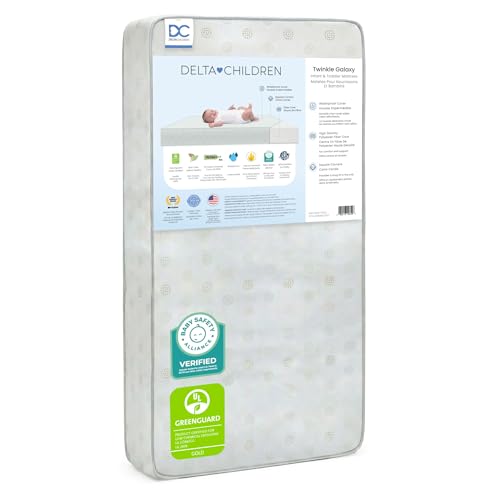 Delta Children Twinkle Galaxy Dual Sided Crib and Toddler Mattress - Waterproof & GREENGUARD Gold Certified - Made in USA - Galaxy Mattress