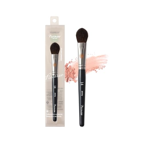 Piccasso PONY14 Makeup Brush? Soft Tapered Blush & Highlighter Applicator for Face Makeup, Fluffy Powder Finish with Soft Hair, Small Size for Precision, Professional Korean Beauty Essential