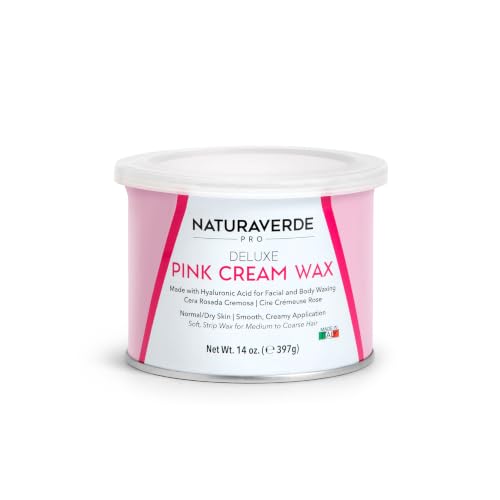 Naturaverde Pro Deluxe Pink Cream Soft Wax for Sensitive Skin – Facial & Body Hair Removal 14 oz