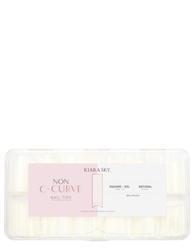 Non C-Curve Square Nail Tips Double XL Natural 500 Pack - Flawless Long-Lasting Extensions