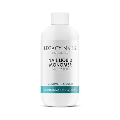 LEGACY NAILS Professional NAIL LIQUID MONOMER - MMA-Free, Acetone-Free, Low Odor Formula, Compatible with All Acrylic, Perfect for Nail Extensions, Sculpting & Overlays - 236ml / 8 FL.oz.