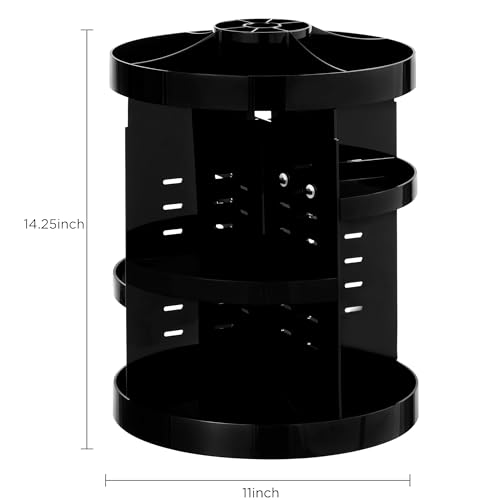 HBlife Extra Large Black 360° Rotating Makeup Organizer - Adjustable Cosmetic Storage Carousel