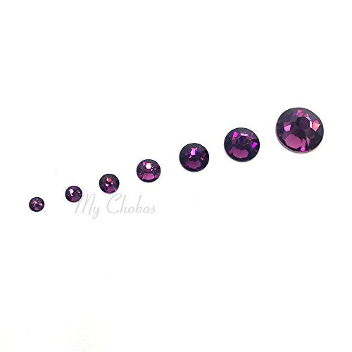 144 Amethyst Swarovski Flatback Crystals Assorted Sizes for Crafts & Jewelry