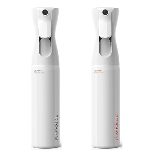 FLAIROSOL, The Original, 2 Pack Spray Bottle, Continuous Mister for Hair and Beauty, Home care and 1,001 uses, 10 oz, White Bottle