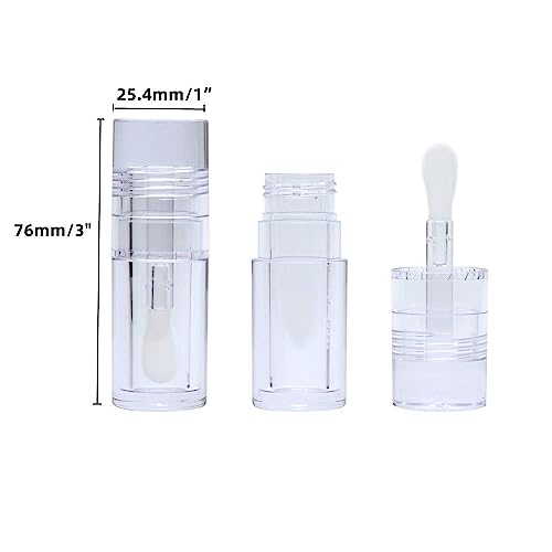 8-Piece Lip Gloss Tubes with Wand, Refillable 5.5ml Lip Balm Bottles, Transparent Containers with Rubber Stoppers for DIY Lipgloss