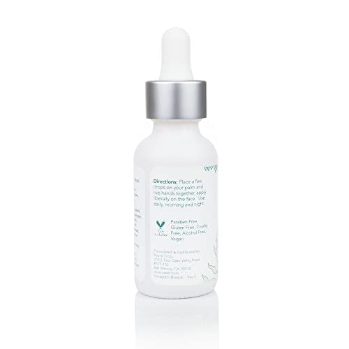 Sea-el Hyaluronic Acid & Vitamin C Facial Serum Drops Firming Hydration & Glow Anti Aging Face Moisturizer - Daily Wrinkle Diminishing Skin Care for Women & Men, Vegan - 1 Fl Oz