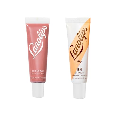 Lanolips Lip Tint & Treat Duo ? Tinted Lip Balm Perfect Nude (0.44 oz) & 101 Ointment Coconutter (0.35 oz) for Hydrated, Healthy, and Glossy Lips