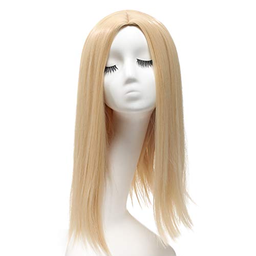 Blonde Synthetic Wig for Women, Straight Long Hair with Middle Part - Heat Resistant 14 Inch, Fashionable & Natural Looking - Variation: Blond