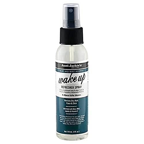 Aunt Jackie's Aloe & Mint Recipes Wake Up Refresher Spray for Dry Hair, Face and Skin, Revives Hair With Hydration, Shine & Conditioning Nutrients, 4 Oz