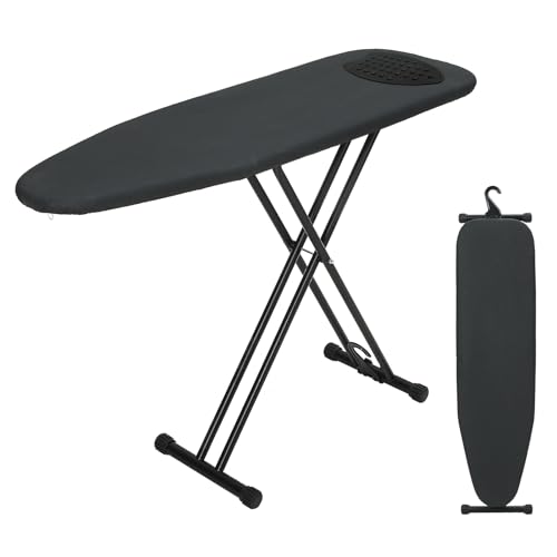 Full Size Ironing Board 54x14 Inches with Adjustable Height Black - Rainhol