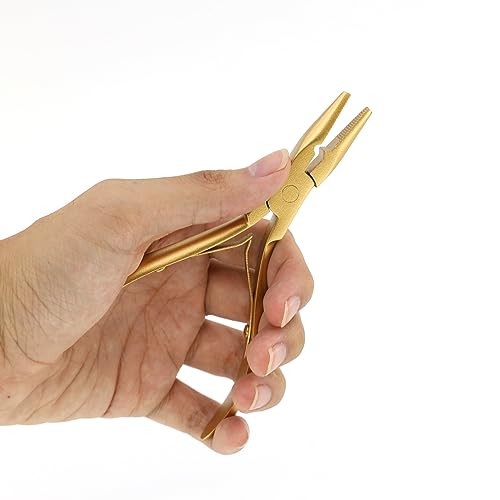 GlamorDove Gold Hair Extension Tool Kit with Microlink Pliers & Beading Needles - 2 Pcs