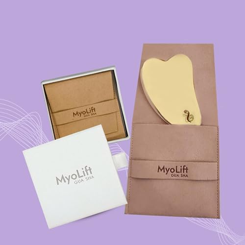 myolift Gua Sha Facial Tools Ayurvedic Bronze Kansa Guasha Tool for Face, Skin Care Tools for Anti-Aging Facial Massage, Lymphatic Drainage, Toning, and Firming The Skin