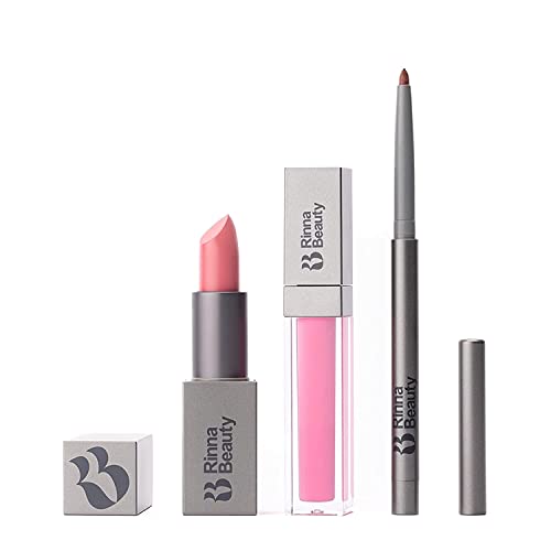 All-in-One Lip Kit Pinky - Lipstick, Gloss, & Liner - Vegan & Long-Lasting