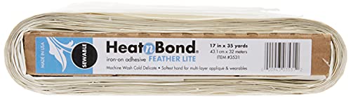 HeatnBond FeatherLite Iron-On Fabric Adhesive 17x35 Inches White