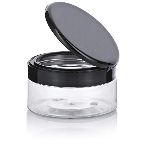 8 oz Clear PET Plastic Refillable Low Profile Jar with Flip Top Cap Lid (12 Pack)