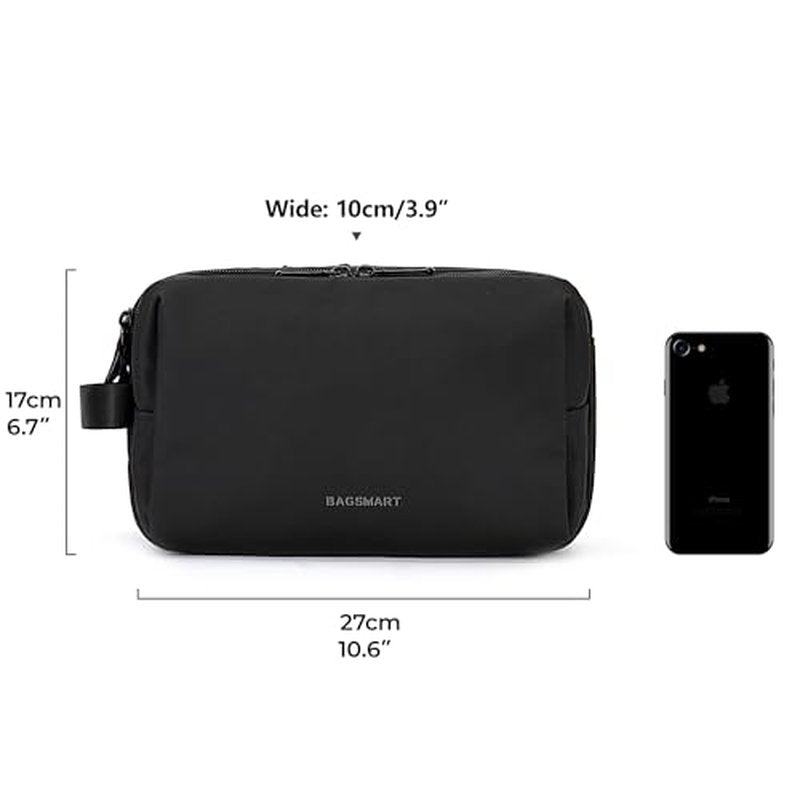 BAGSMART Toiletry Bag for Men, Travel Toiletry Organizer Dopp Kit Water-resistant Shaving Bag for Toiletries Accessories, Door Room Essentials,Beige-medium