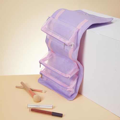 MINISO Snoopy Colorful Life Collection Foldable Makeup Bag Cosmetic Bag Waterproof Large Roll-Up Portable Travel Organizer For Women Girls