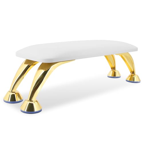 Nail Tech Arm Rest - Microfiber Leather Hand Support with Anti-Slip Gold Stand