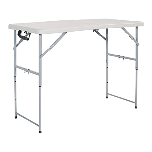 4-Foot Height Adjustable Resin Folding Table - Indoor Outdoor Utility
