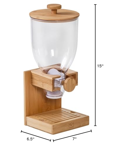 17.5 Oz Bamboo Cereal Dispenser Pack of 3 with Airtight Lids - Food Storage Organizer